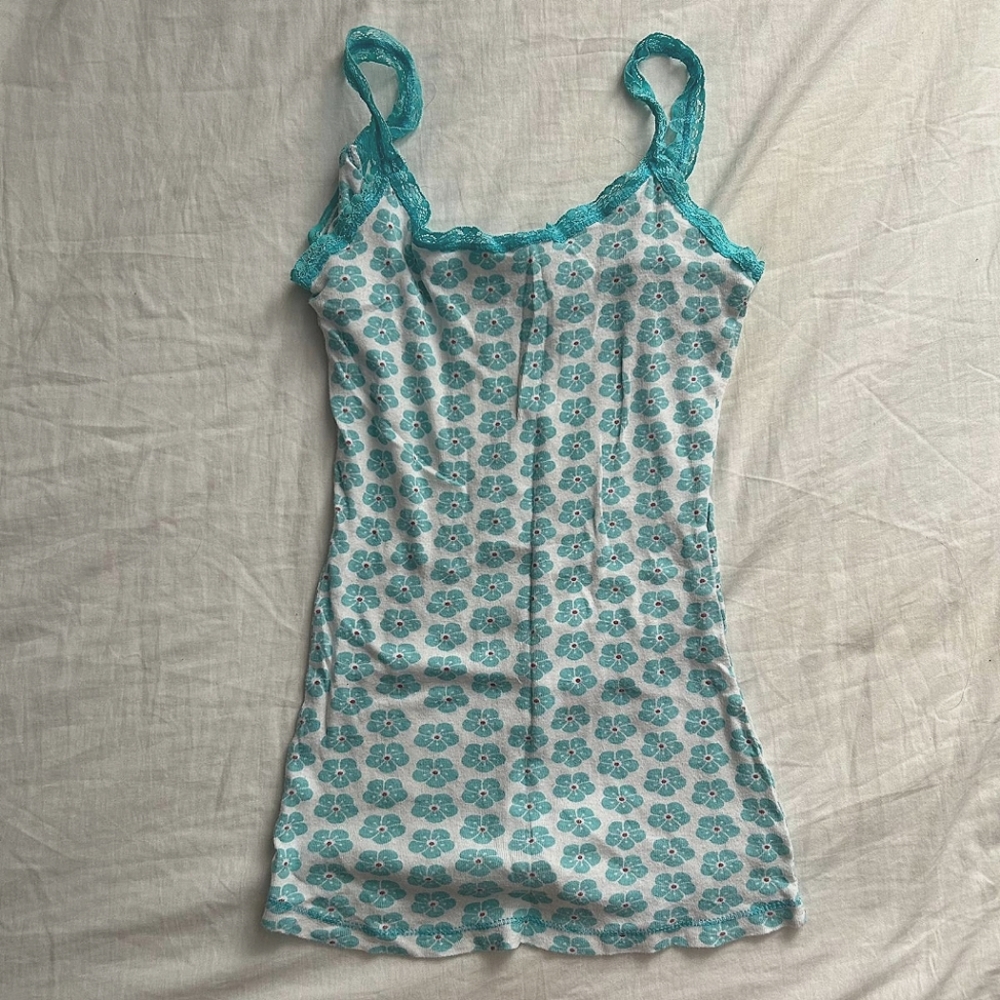 🌺 Y2K LACE BLUE BEACH MALIBU MIAMI SUMMER TANK TOP